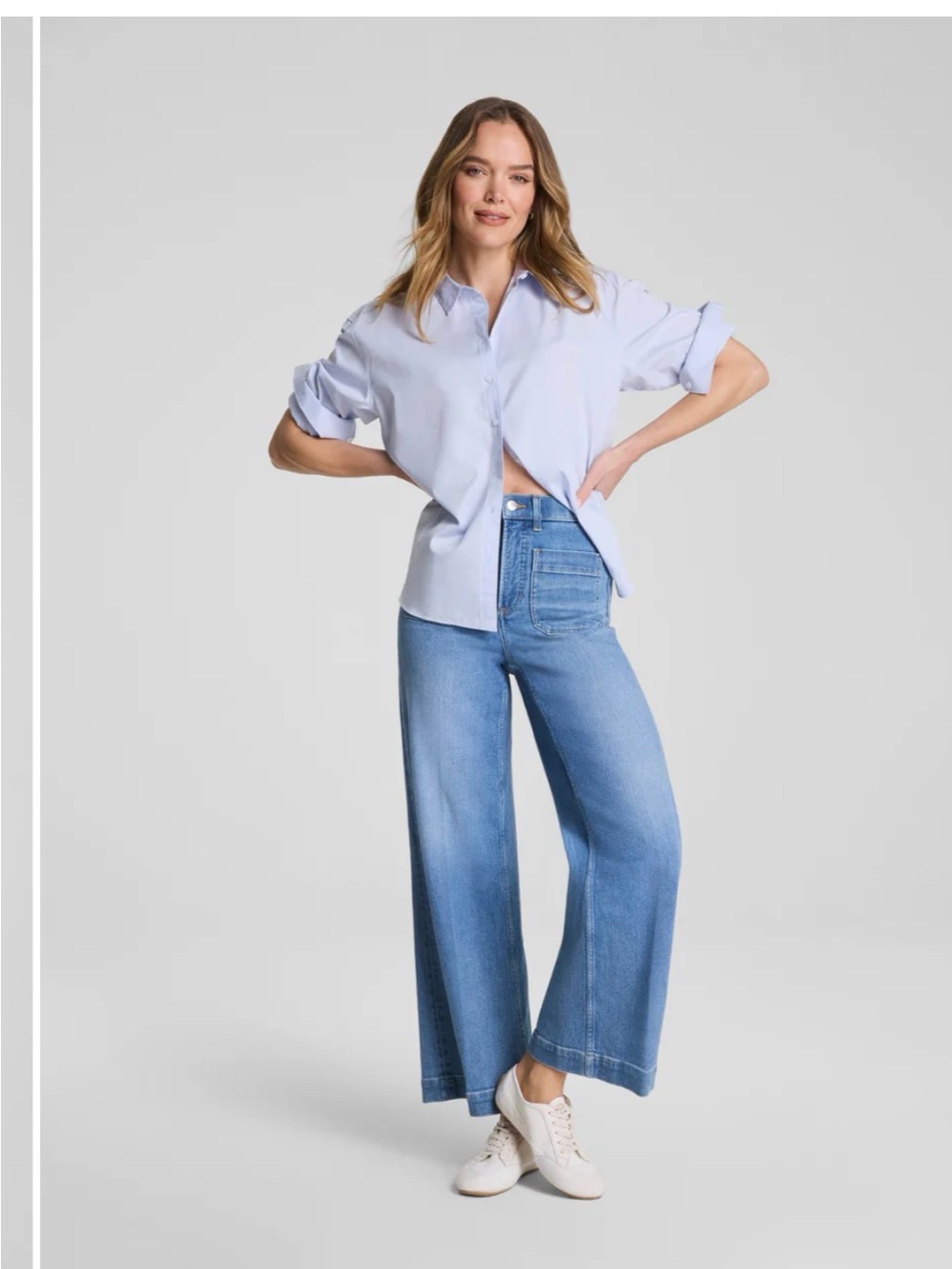 SPANX Light Blue Wide-Leg High Rise Jeans
